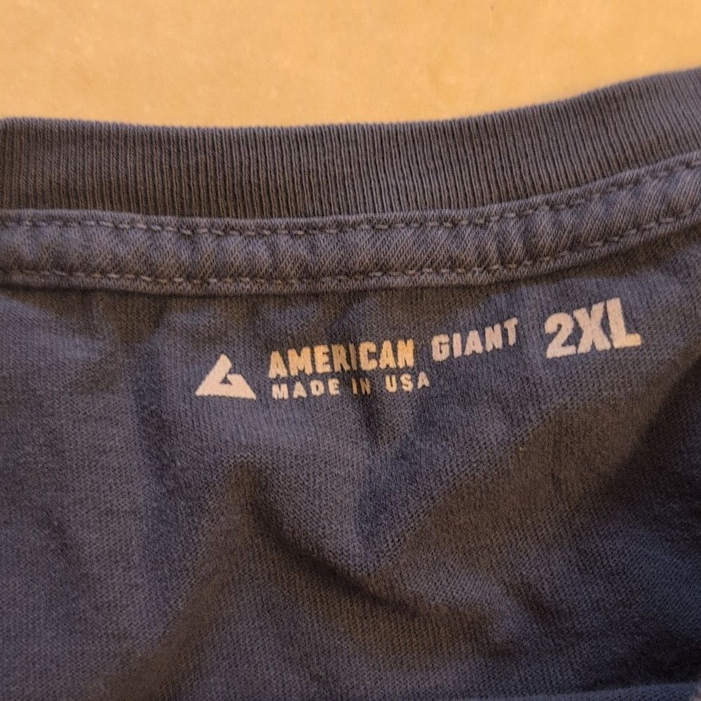 Lot Of 2 New American Giant Men's Vintage Crew Long Sleeve Tee Blue / White 2xl — image 5 of 8